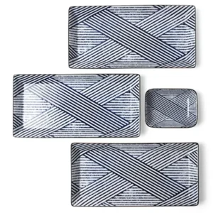 MIYA Company Medium Plates^Aizome Shima Rectangle Plate