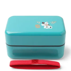 MIYA Company Bento Sets^Bento Box Fortune Cat Teal Blue