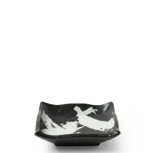 MIYA Company Sauce Dishes^Black & White Brush Sauce Dish