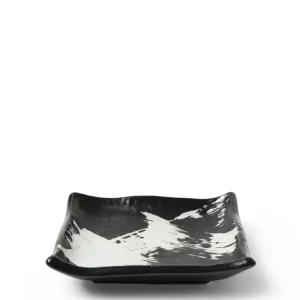 MIYA Company Small Plates^Black & White Brush Small Plate