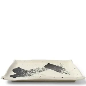 MIYA Company Serving Bowls & Plates^Black White Brush Rectangle Platter