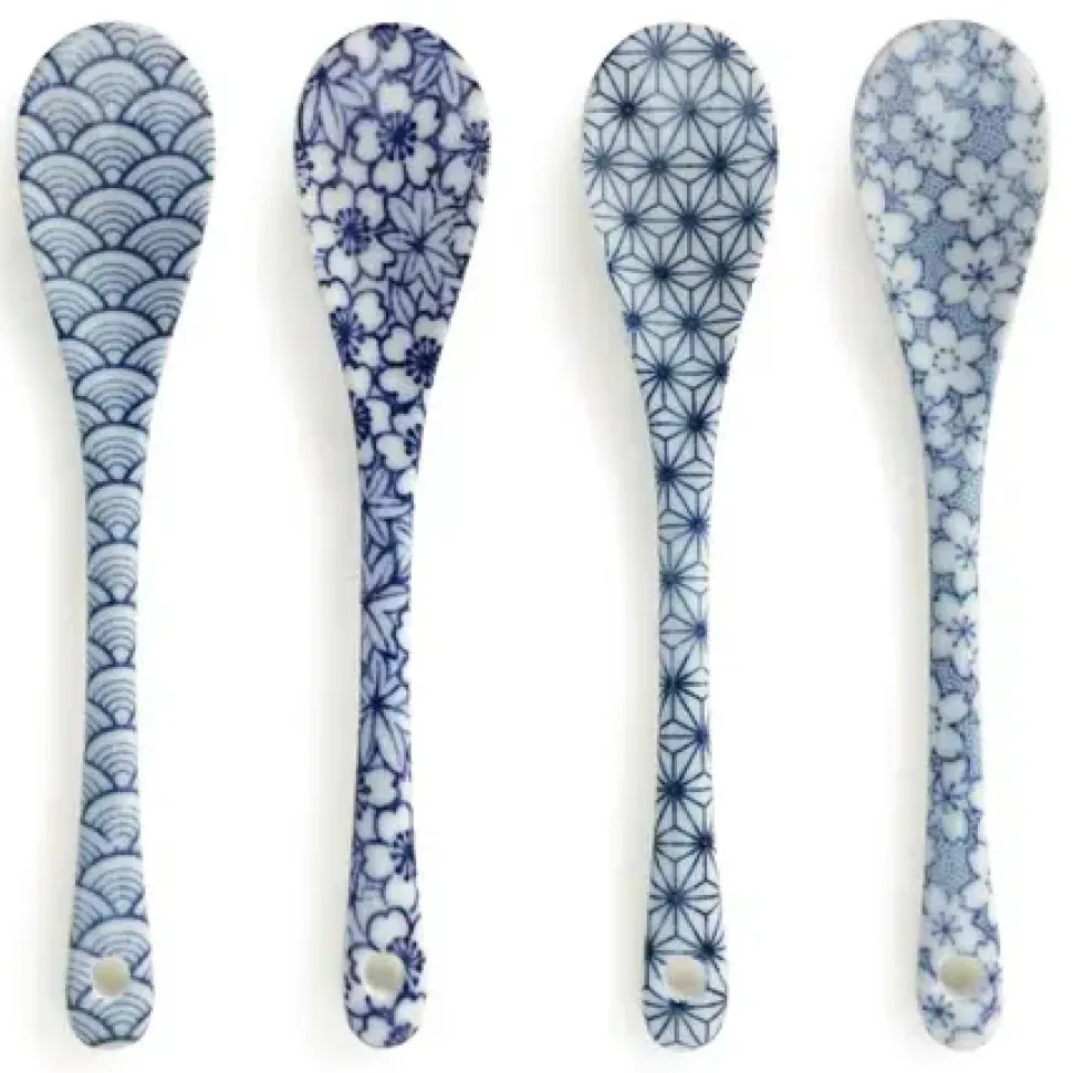 blue__white_dessert_spoon_0.webp MIYA Company Other Utensils^Blue & White Dessert Spoon Set