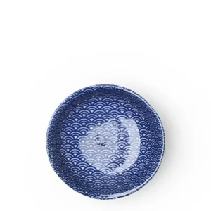 MIYA Company Sauce Dishes^Blue & White Waves 3.75