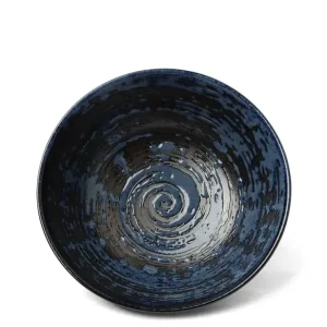 MIYA Company Serving Bowls & Plates^Blue Black Swirl 8.25