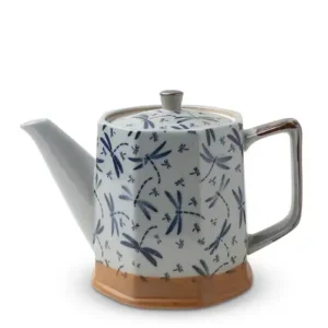 MIYA Company Teapots - Ceramic^Blue Vintage Dragonflies Tea Pot