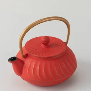 MIYA Company Teapots - Cast Iron^Cast Iron Teapot Red Wave Gold Handle