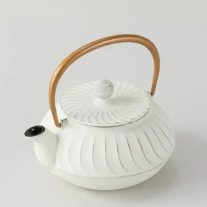 MIYA Company Teapots - Cast Iron^Cast Iron Teapot White Wave Gold Handle