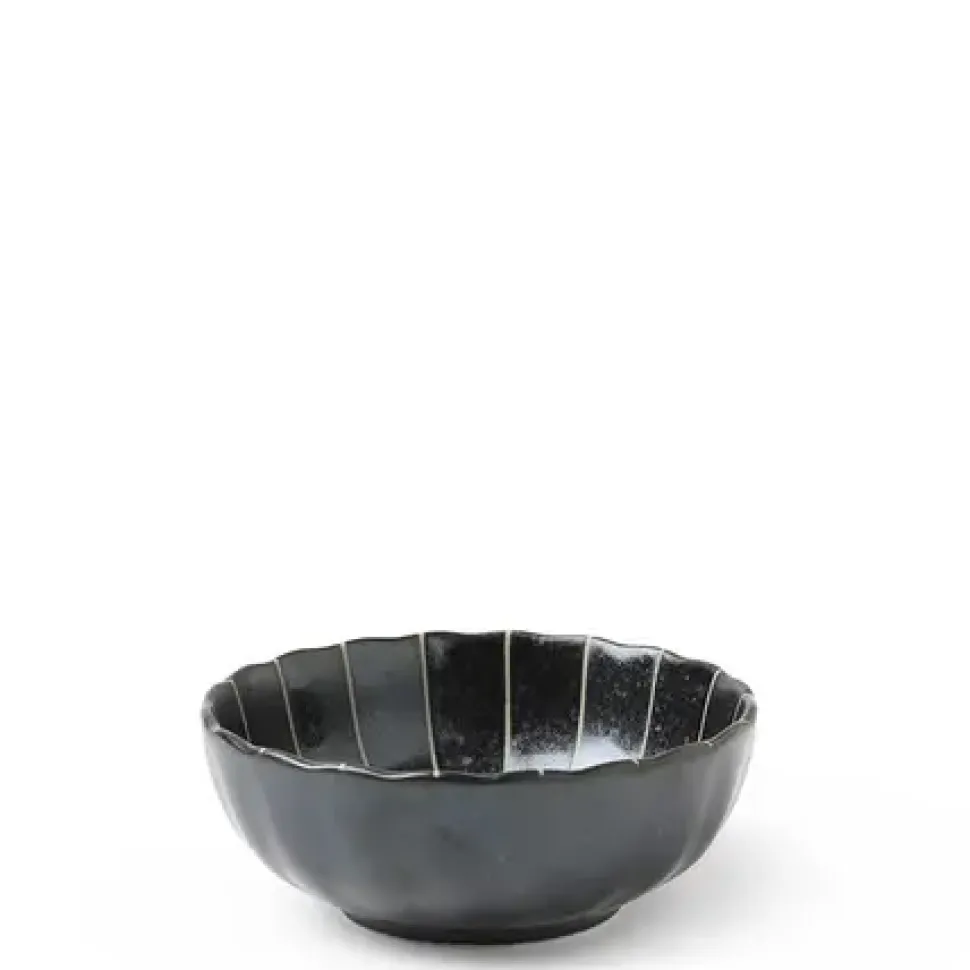 kasa_lines_black__bowl_0.webp MIYA Company Small Bowls^Kasa Lines Black 4" Bowl