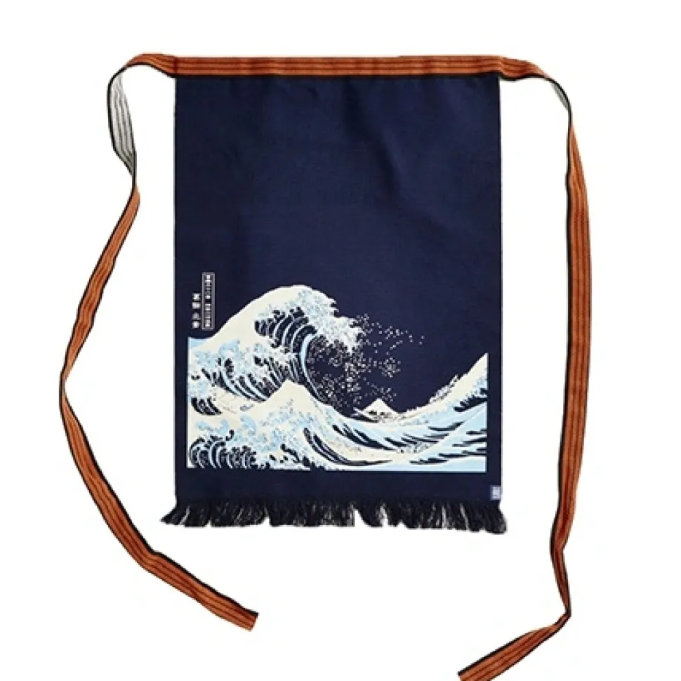 maekake_canvas_apron__gre_0.webp MIYA Company Textile^Maekake Canvas Apron - Great Wave