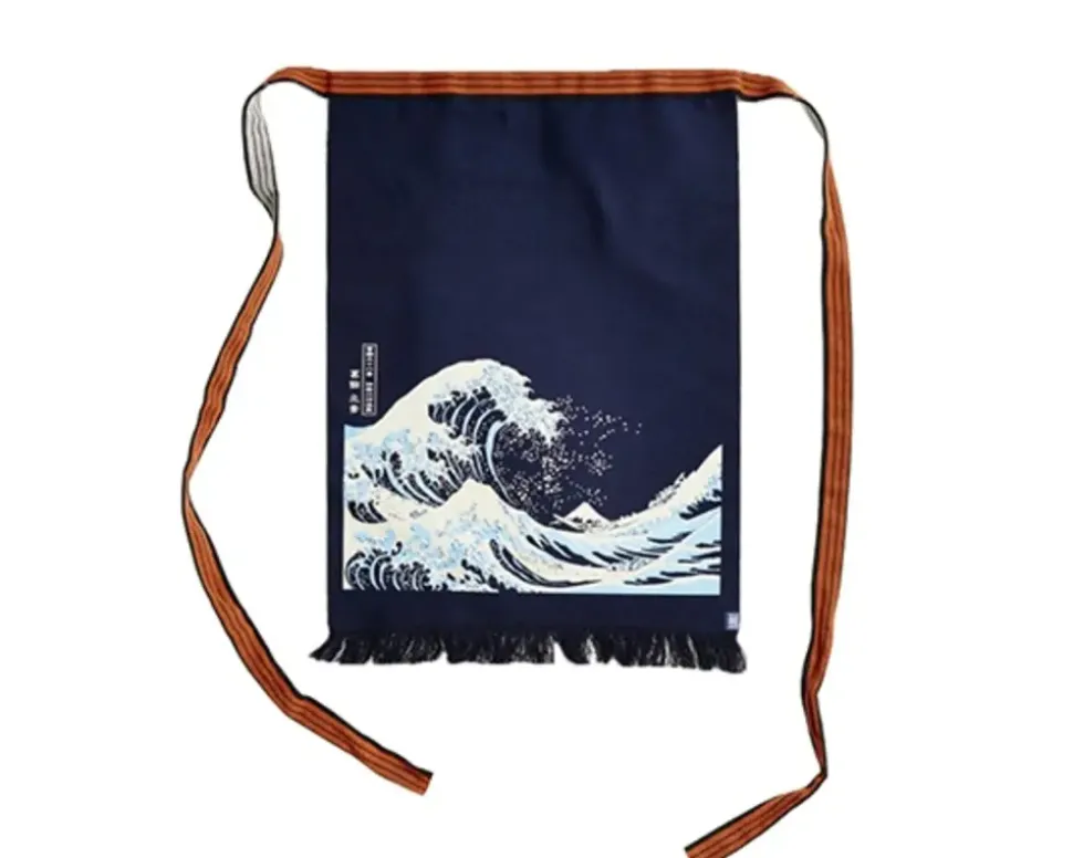 maekake_canvas_apron__gre_1.webp MIYA Company Textile^Maekake Canvas Apron - Great Wave
