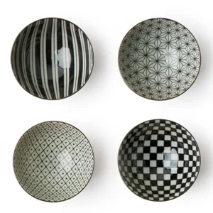 MIYA Company Bowl Sets^Retro Black & White 4.5