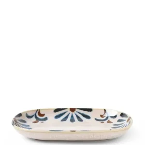 MIYA Company Medium Plates^Rustic Blue Floral Rectangle Plate