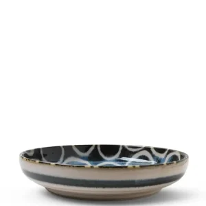 MIYA Company Shallow Bowls^Rustic White Circles 7.75" Shallow Bowl