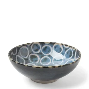 MIYA Company Shallow Bowls^Rustic White Circles 8.5