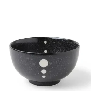 MIYA Company Medium Bowls^Satin Black White Dots 5-1/8