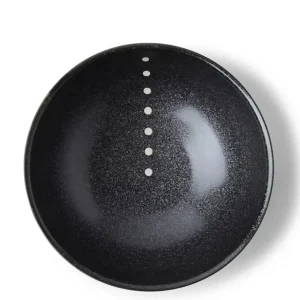 MIYA Company Large Bowls^Satin Black White Dots 8-3/8