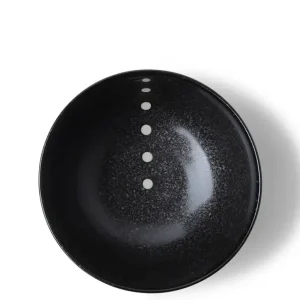 MIYA Company Medium Bowls^Satin Black White Dots 5-1/8