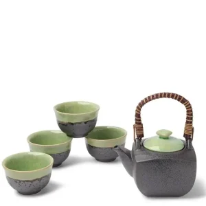 MIYA Company Tea Sets - Ceramic^Tea Set Bronze/Jade Square